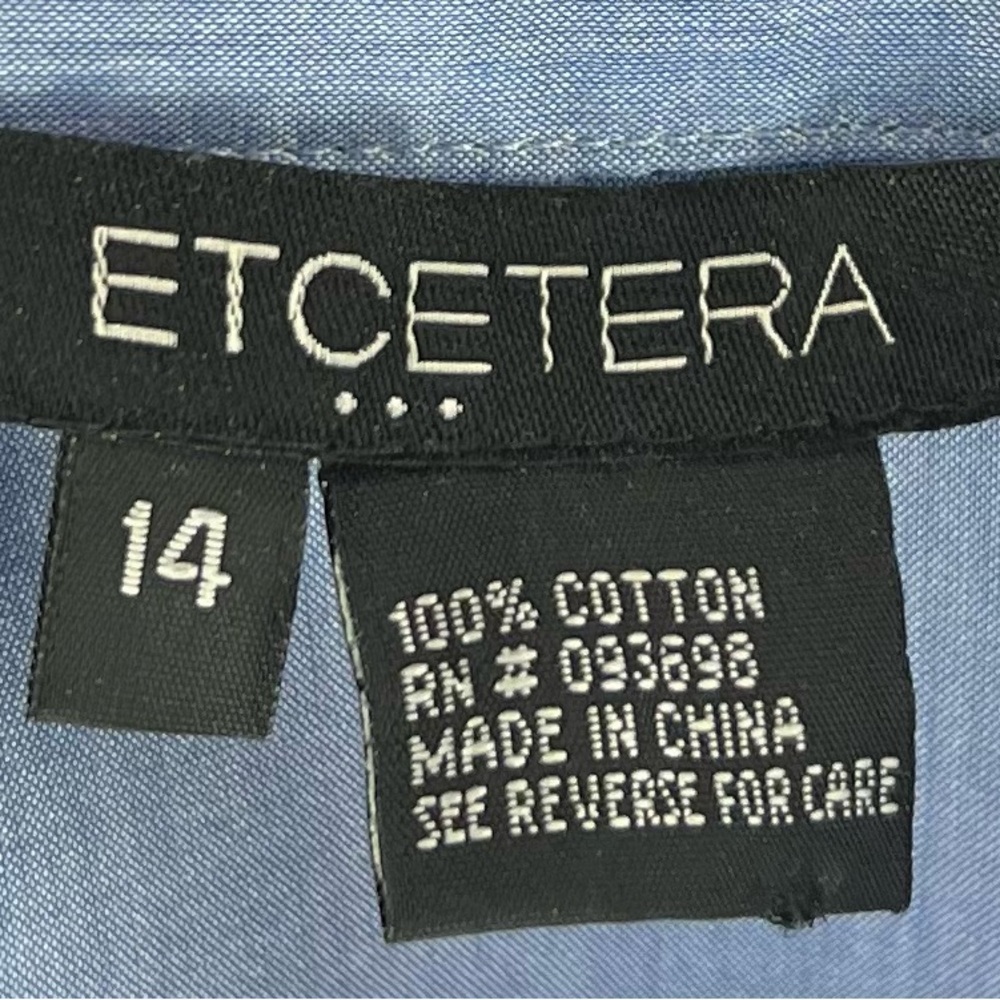 Etcetera Chambray Blue Button Down Shirt - image 5